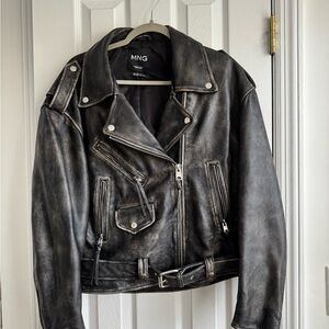 Mango Black Leather Jacket